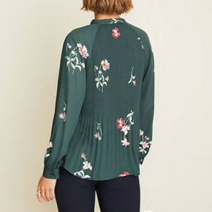 Ann Taylor Tops - Loft Floral Pleated Tie Neck Blouse Ann Taylor Tops - Loft Floral Pleated Tie Neck Blouse